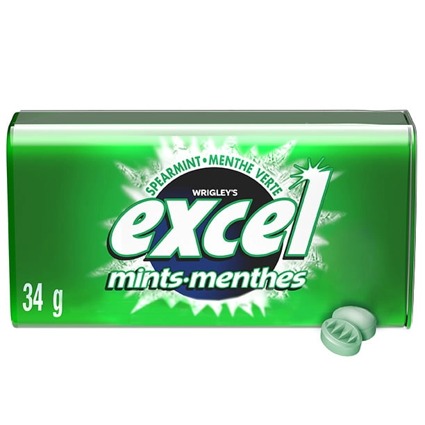 Excel Spearmint Flavoured Mints, 34g - Refreshing Mint Freshness