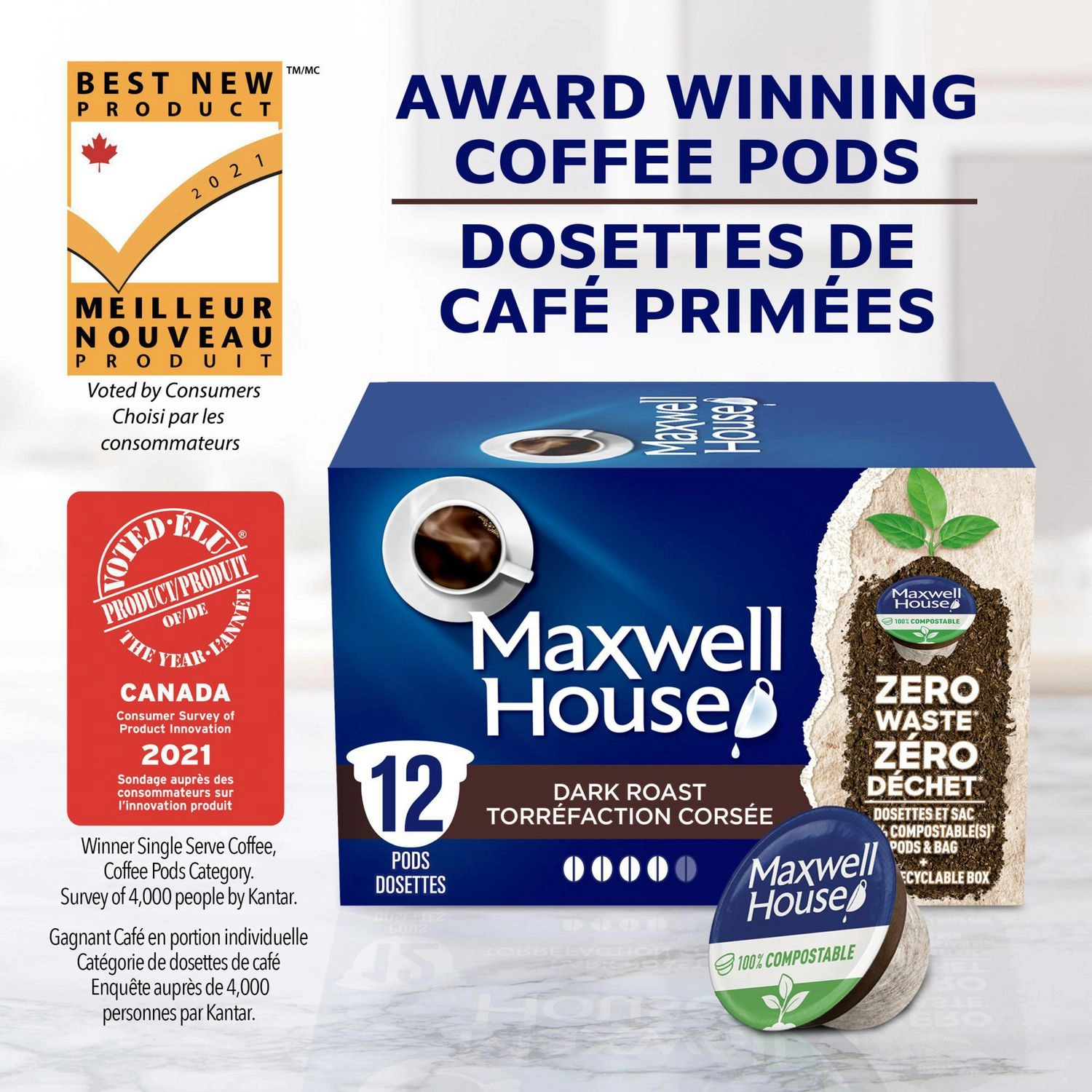 Maxwell House Dark Roast Coffee 100% Compostable Pods, 12 Pods 117g - Image 5