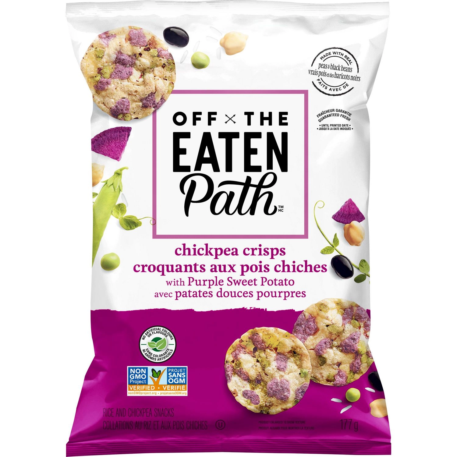 Off The Eaten Path Chickpea Crisps with Purple Sweet Potato Rice and Chickpea Snacks - Image 6