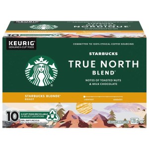Starbucks True North Blend Blonde Roast Ground Coffee K-Cup Pods 10 ct Box