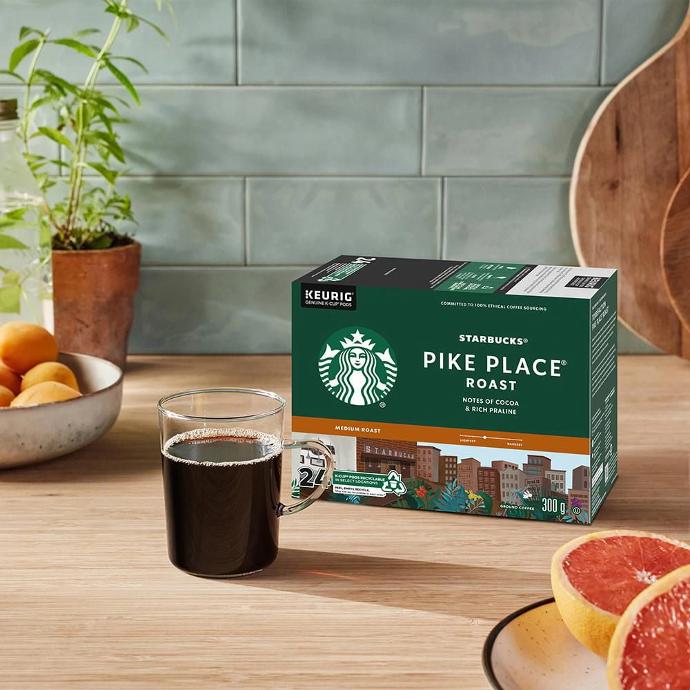 Starbucks Pike Place Roast Medium Roast Ground Coffee K-Cup Pods 24 ct Box - Image 3