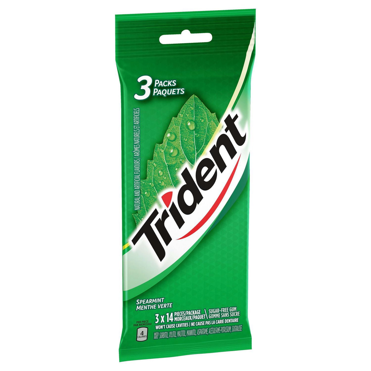 Trident Sugar Free Gum, Spearmint Flavour, 3 Packs (42 Pieces Total) 67.2g - Image 7