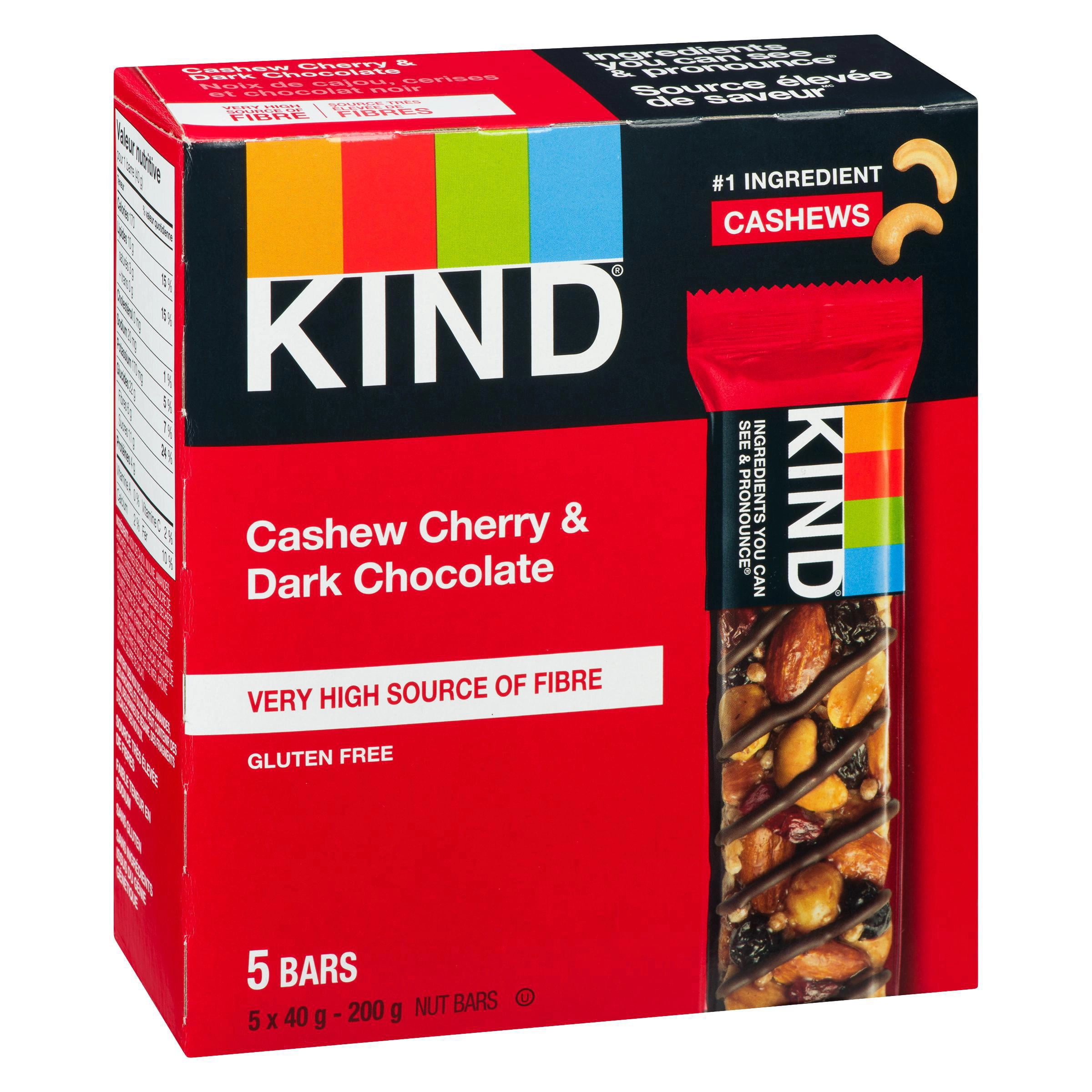 KIND Cherry Cashew & Dark Chocolate Bars, 5 Pack 200g - Image 5
