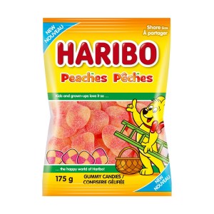 Haribo Peaches Gummy Candy, No Artificial Colours 175g