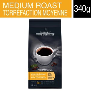 Our Finest Whole Bean 100% Columbian Medium Roast Coffee 340g