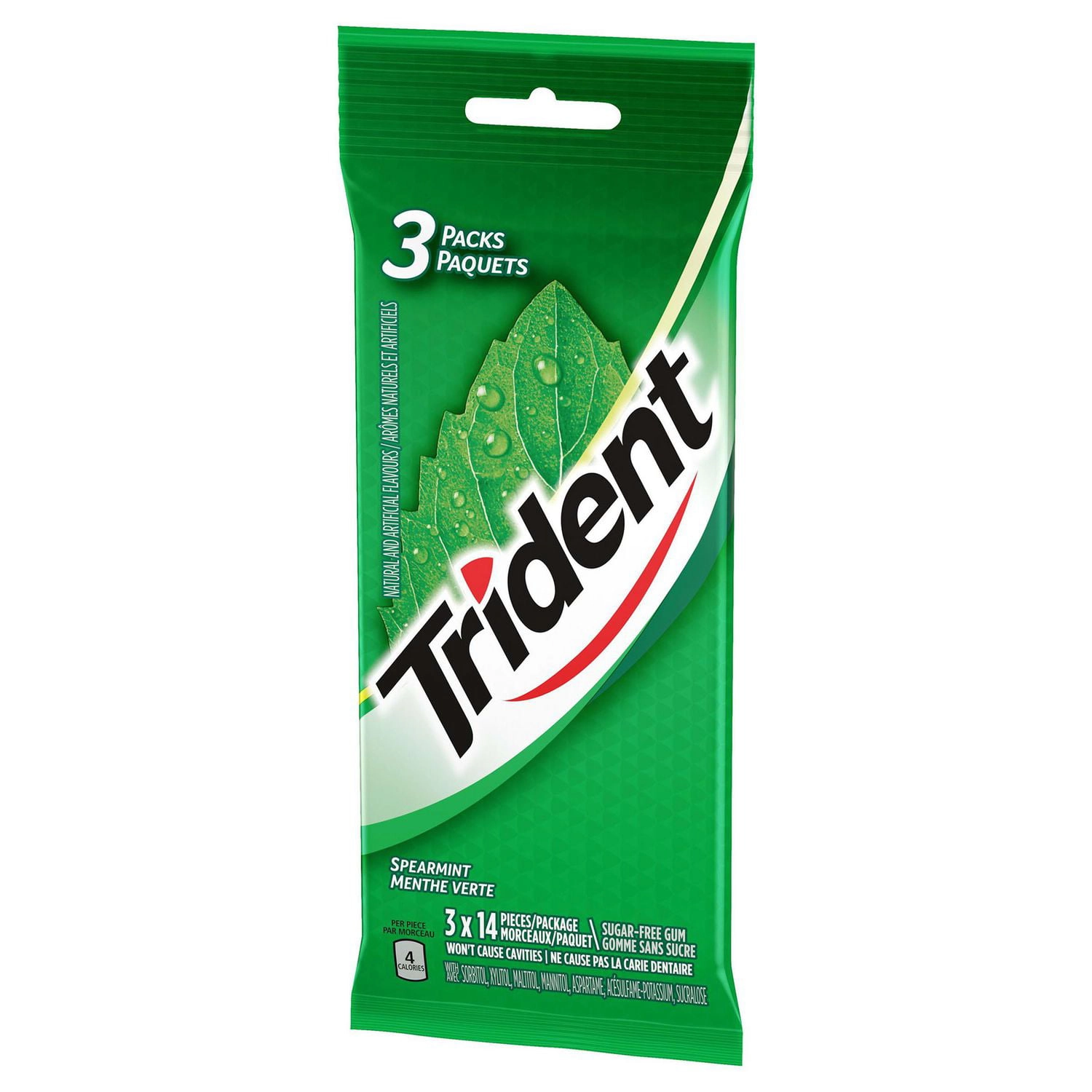 Trident Sugar Free Gum, Spearmint Flavour, 3 Packs (42 Pieces Total) 67.2g - Image 4