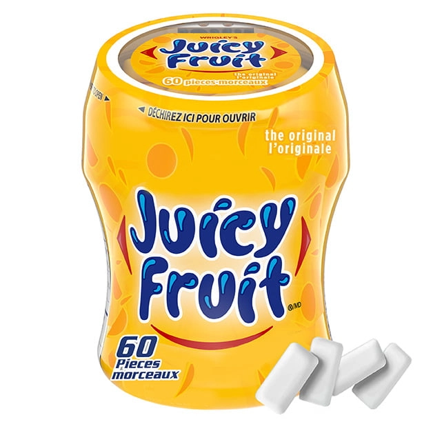 Juicy Fruit Fruit Flavoured Chewing Gum, 60 Pieces, 1 Bottle 84g