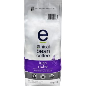 Ethical Bean Fairtrade Organic Coffee, Lush Medium Dark Roast, Whole Bean Coffee 907g