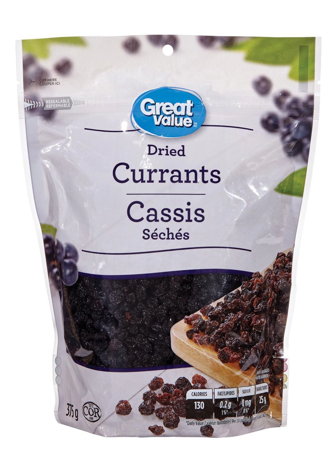 Great Value Dried Currants 375g
