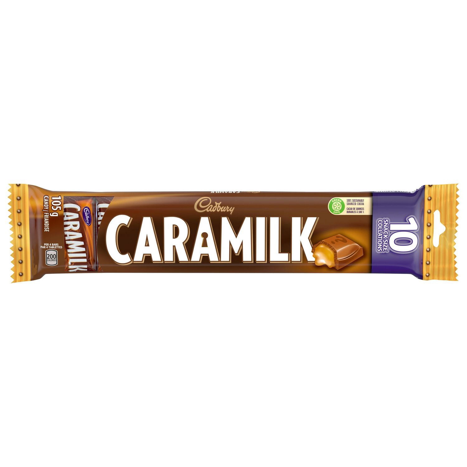 Cadbury Caramilk Snack Size Chocolate 10Ct 105g