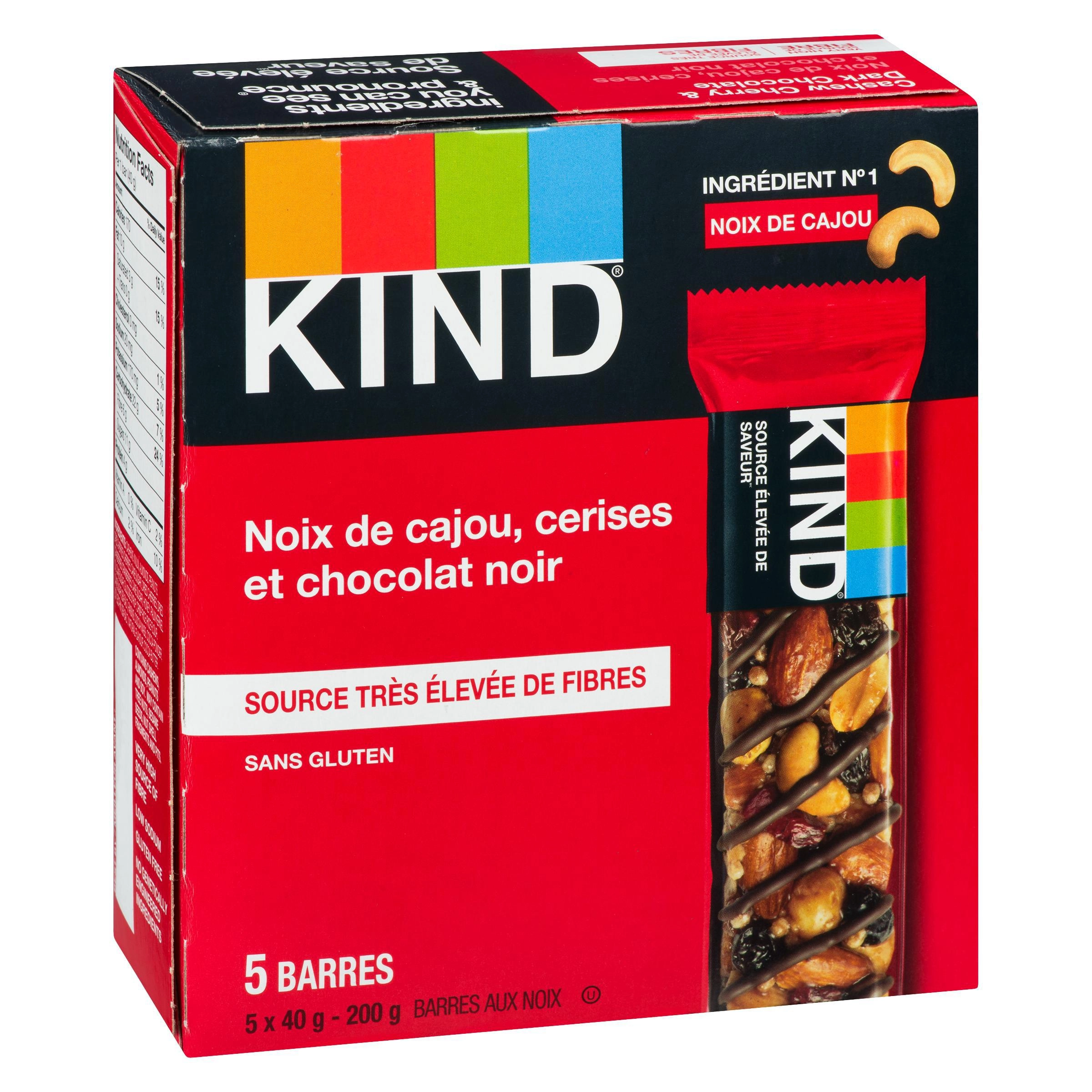 KIND Cherry Cashew & Dark Chocolate Bars, 5 Pack 200g - Image 6