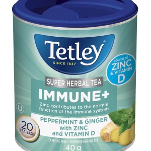Tetley Super Herbal Tea Immune+ - Peppermint & Ginger with Zinc and Vit D