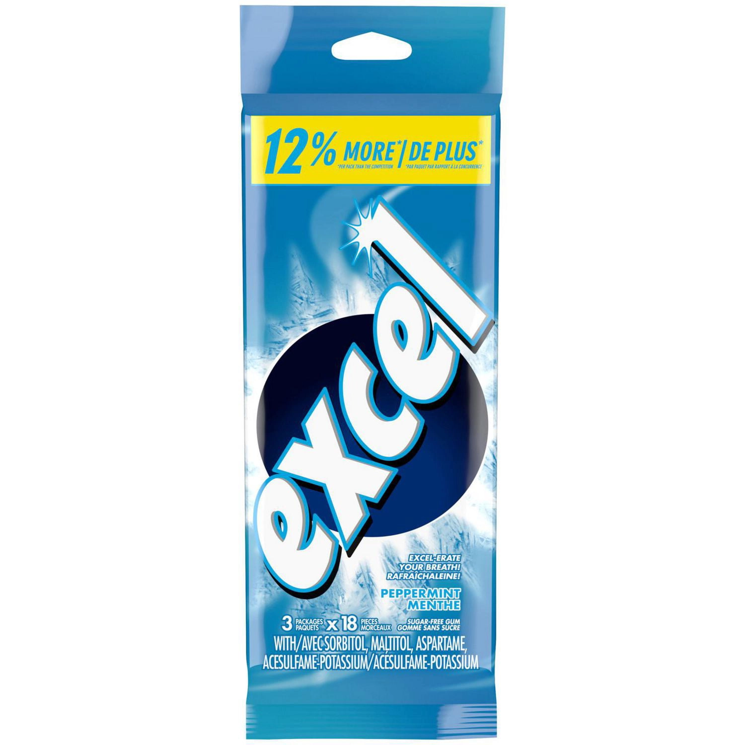 Excel Peppermint Flavoured Sugar Free Chewing Gum, 3 Packs