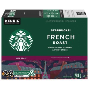 Starbucks French Roast Dark Roast Ground Coffee K-Cup Pods 24 ct Box