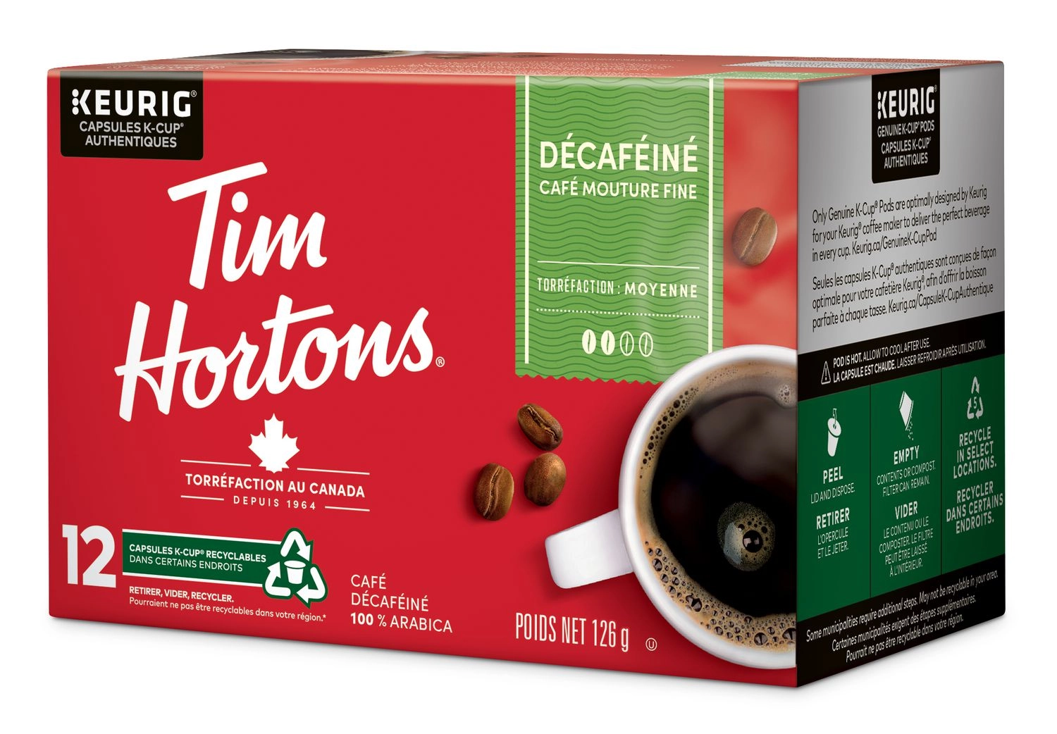 Tim Hortons Medium Roast Decaffeinated Coffee 126g - Image 3