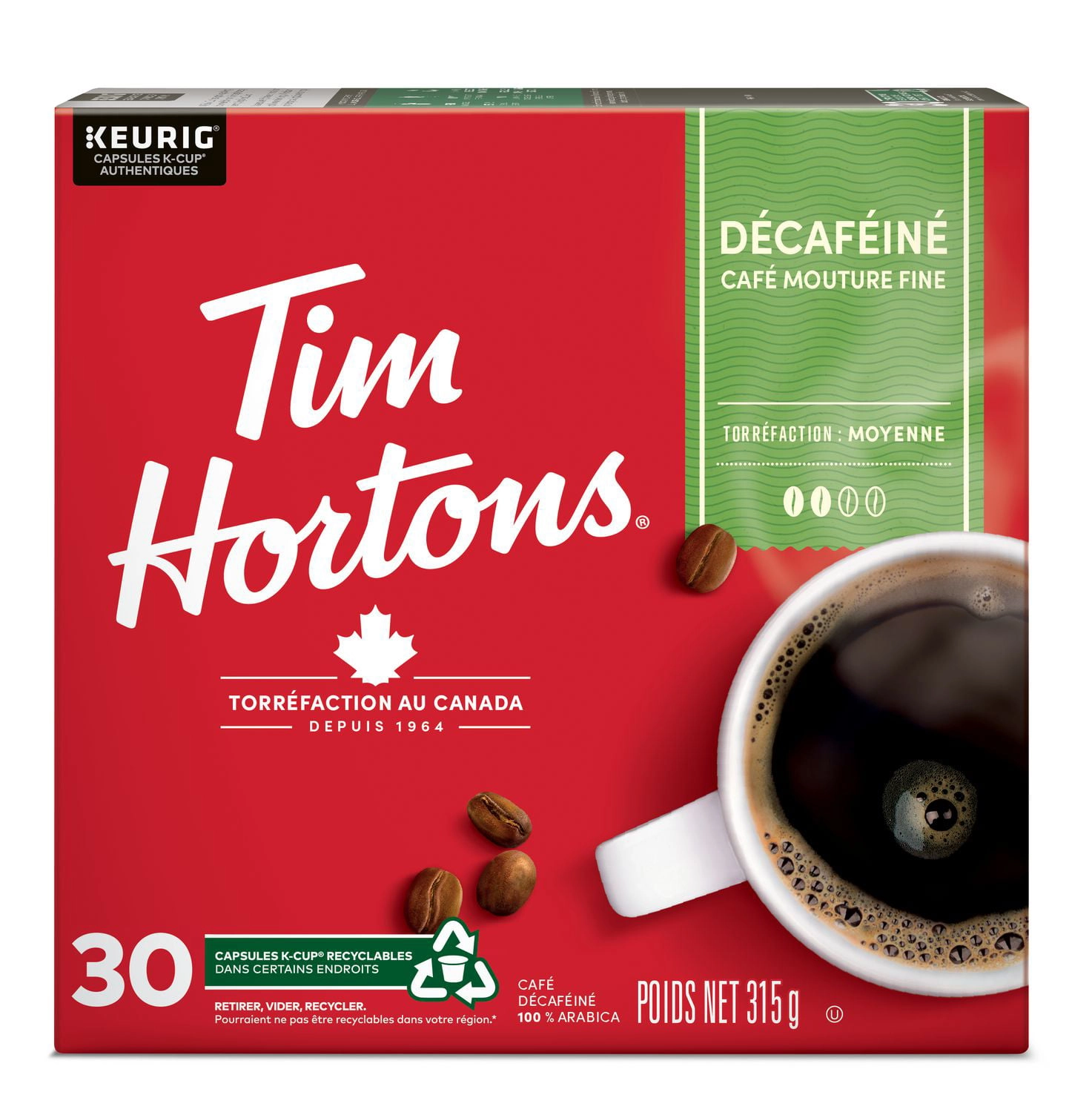 Tim Hortons Decaf Light Medium Roast Decaffeinated Coffee 315g - Image 5