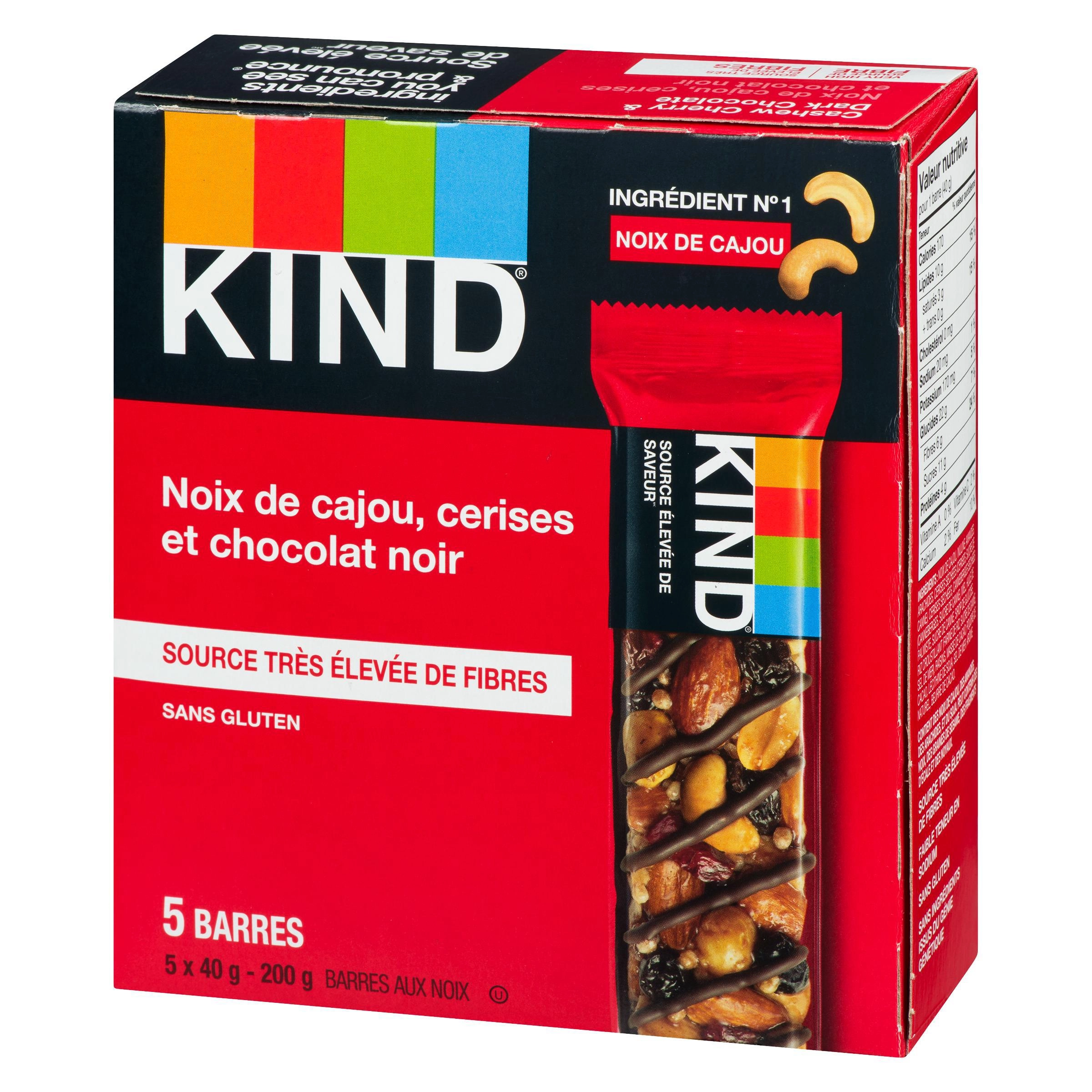 KIND Cherry Cashew & Dark Chocolate Bars, 5 Pack 200g - Image 8