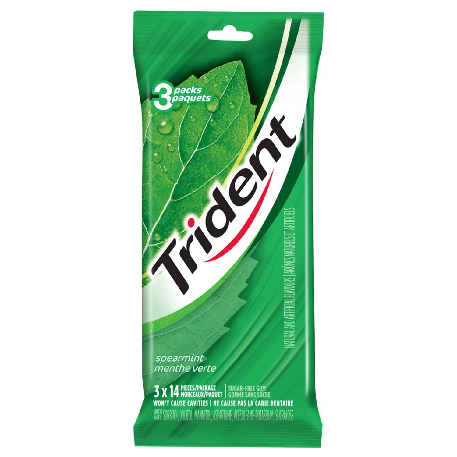 Trident Sugar Free Gum, Spearmint Flavour, 3 Packs (42 Pieces Total) 67.2g - Image 5