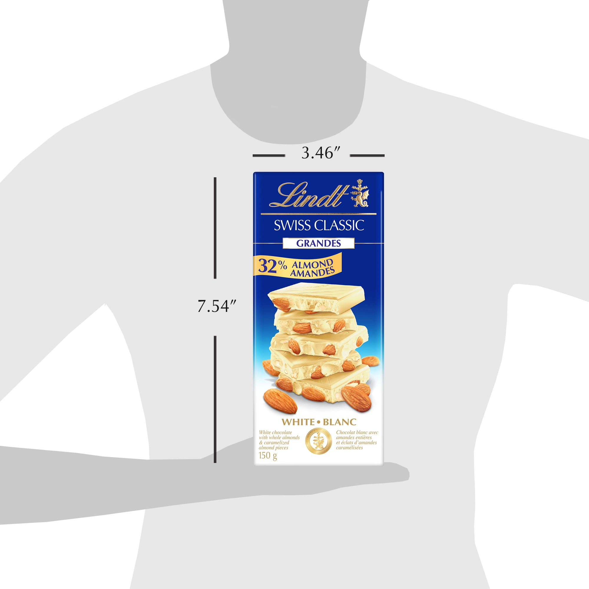 Lindt Swiss Classic Grandes Almond White Chocolate Bar, 150g - Image 4