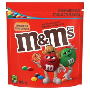 M&M'S Peanut Butter Milk Chocolate Candies, Party Size Share Bag, 800g