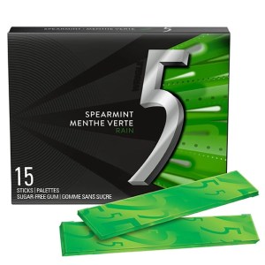 5 Gum Spearmint-Rain Flavoured Sugar Free Chewing Gum, 15 Sticks, 1 Pack