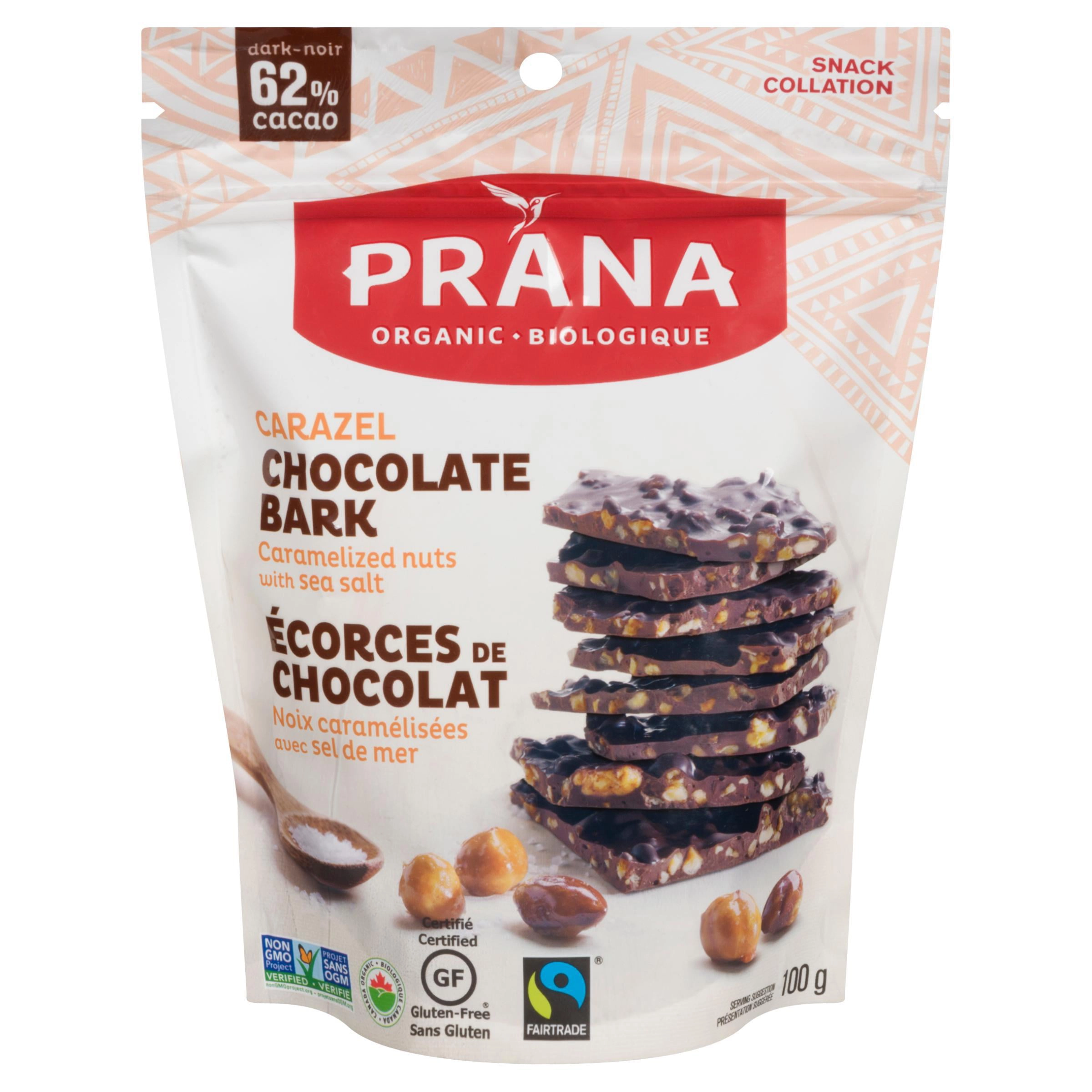 Prana Organic Carazel Caramalized Nuts and Sea Salt 62% Chocolate Bark - Image 2
