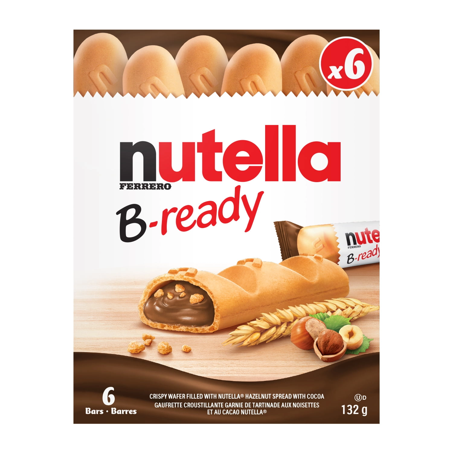 Nutella B-Ready, 6 Bars Pack, Crunchy Wafer Filled with Delicious Nutella 132g - Image 2