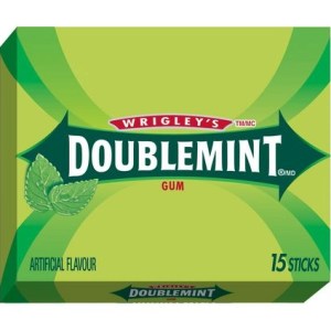 Wrigley Doublemint Peppermint Flavoured Chewing Gum, 15 Sticks, 1 Pack