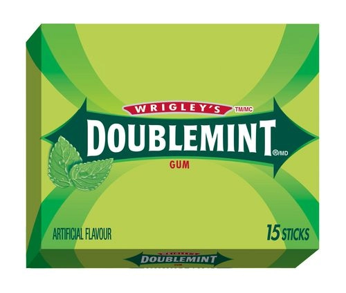 Wrigley Doublemint Peppermint Flavoured Chewing Gum, 15 Sticks, 1 Pack