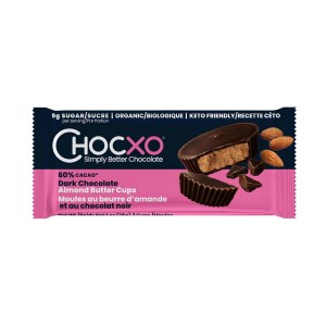 Chocxo Organic Dark Chocolate Almond Butter Cups, 60% Cocao 28g