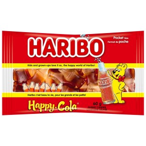 Haribo Happy Cola Gummy Candy, Pocket Size Bag, No Artificial Colours 60g