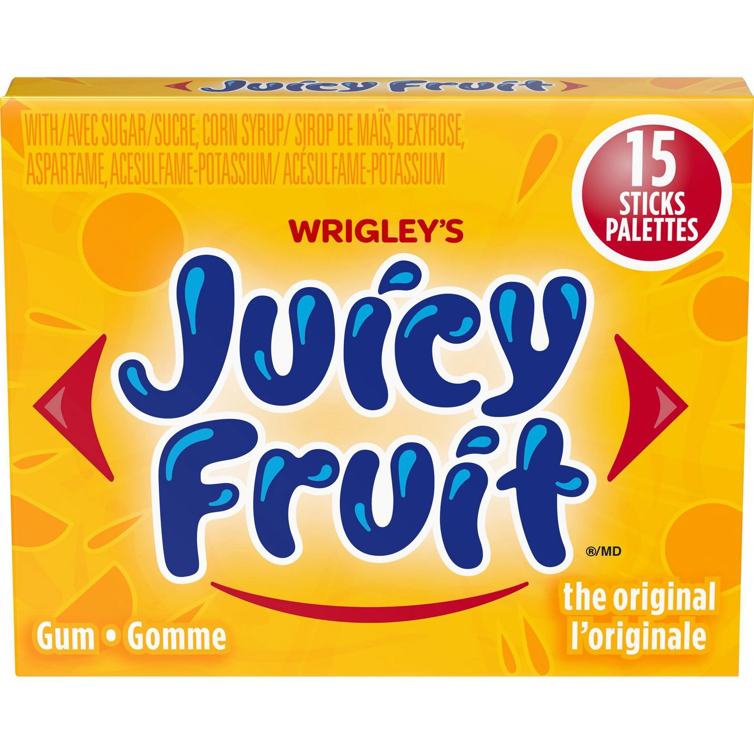 Juicy Fruit Fruit Flavoured Chewing Gum, 15 Sticks, 1 Pack 37.5g