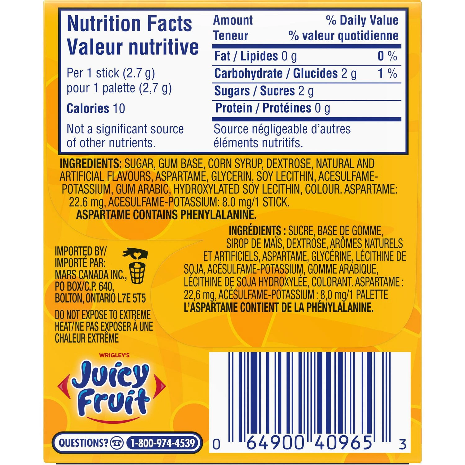 Juicy Fruit Fruit Flavoured Chewing Gum, 15 Sticks, 1 Pack 37.5g - Image 2