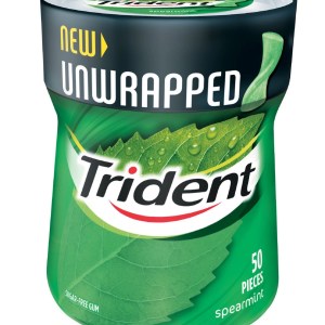 Trident Unwrapped Spearmint Sugar Free Gum, 1 Go-Cup (50 Pieces Total) 90g