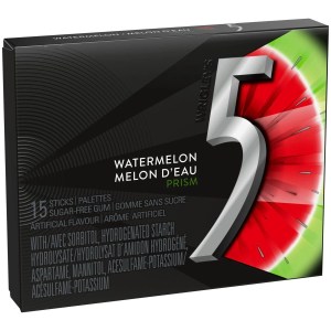 5 Gum Watermelon-Prism Flavoured Sugar Free Chewing Gum, 15 Sticks, 1 Pack