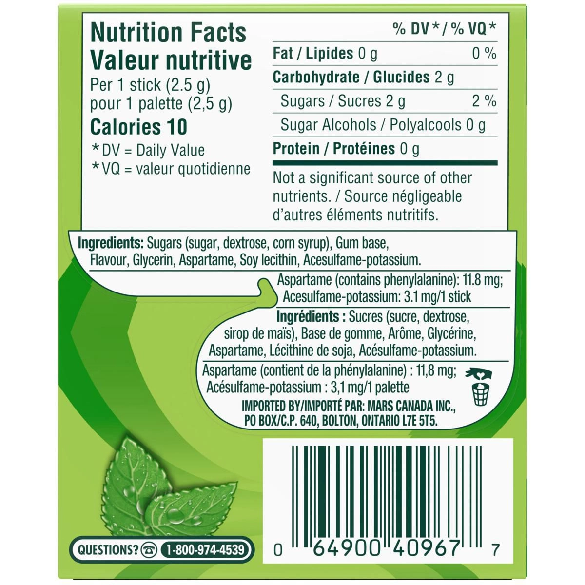 Wrigley Doublemint Peppermint Flavoured Chewing Gum, 15 Sticks, 1 Pack - Image 2