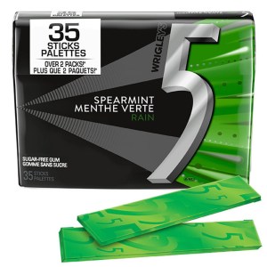 5 Gum Spearmint-Rain Flavoured Sugar Free Chewing Gum, 35 Sticks, 1 Pack