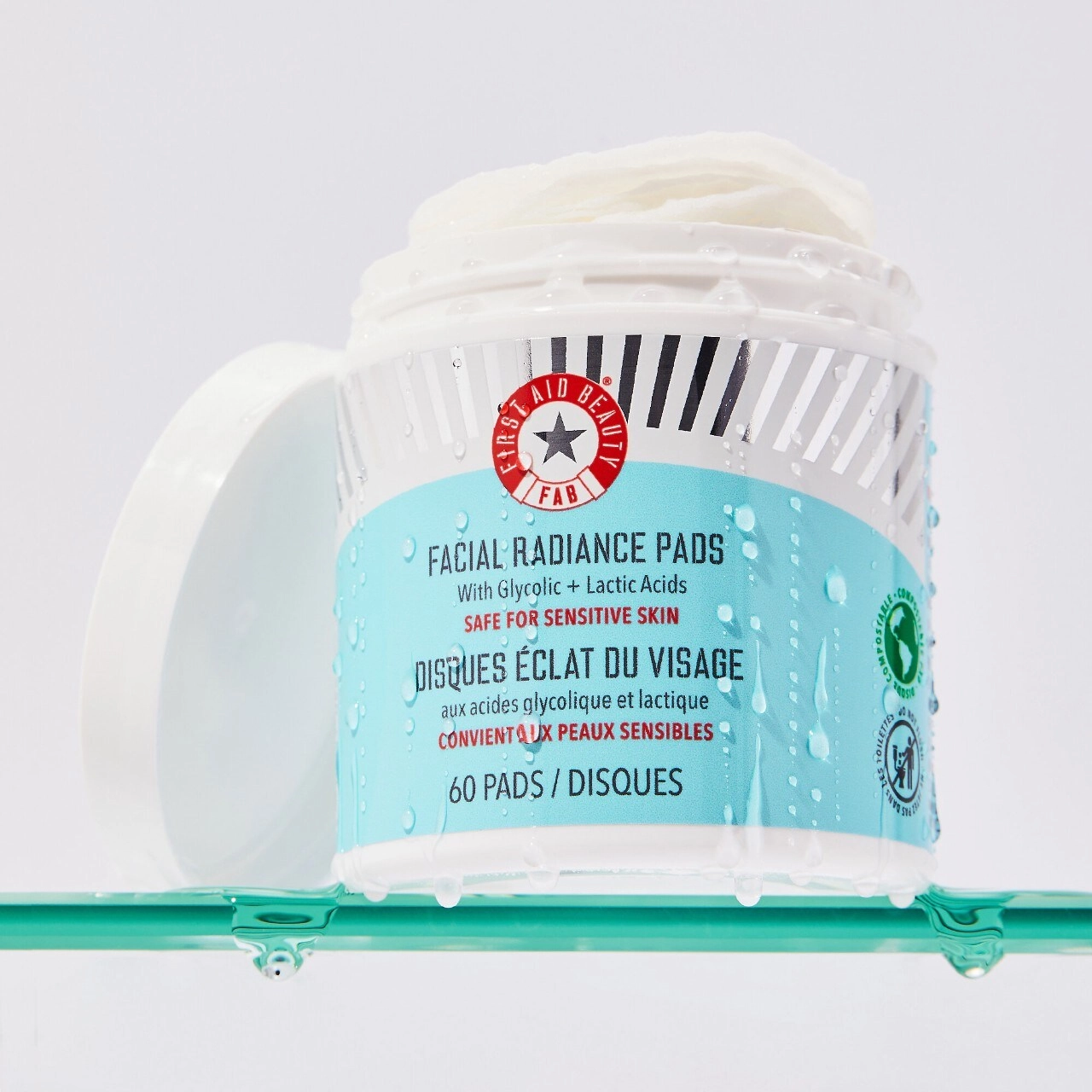 First Aid Beauty Facial Radiance Pads with Glycolic + Lactic Acids Refillable - 60 Pads / pack - Vegan - Image 5