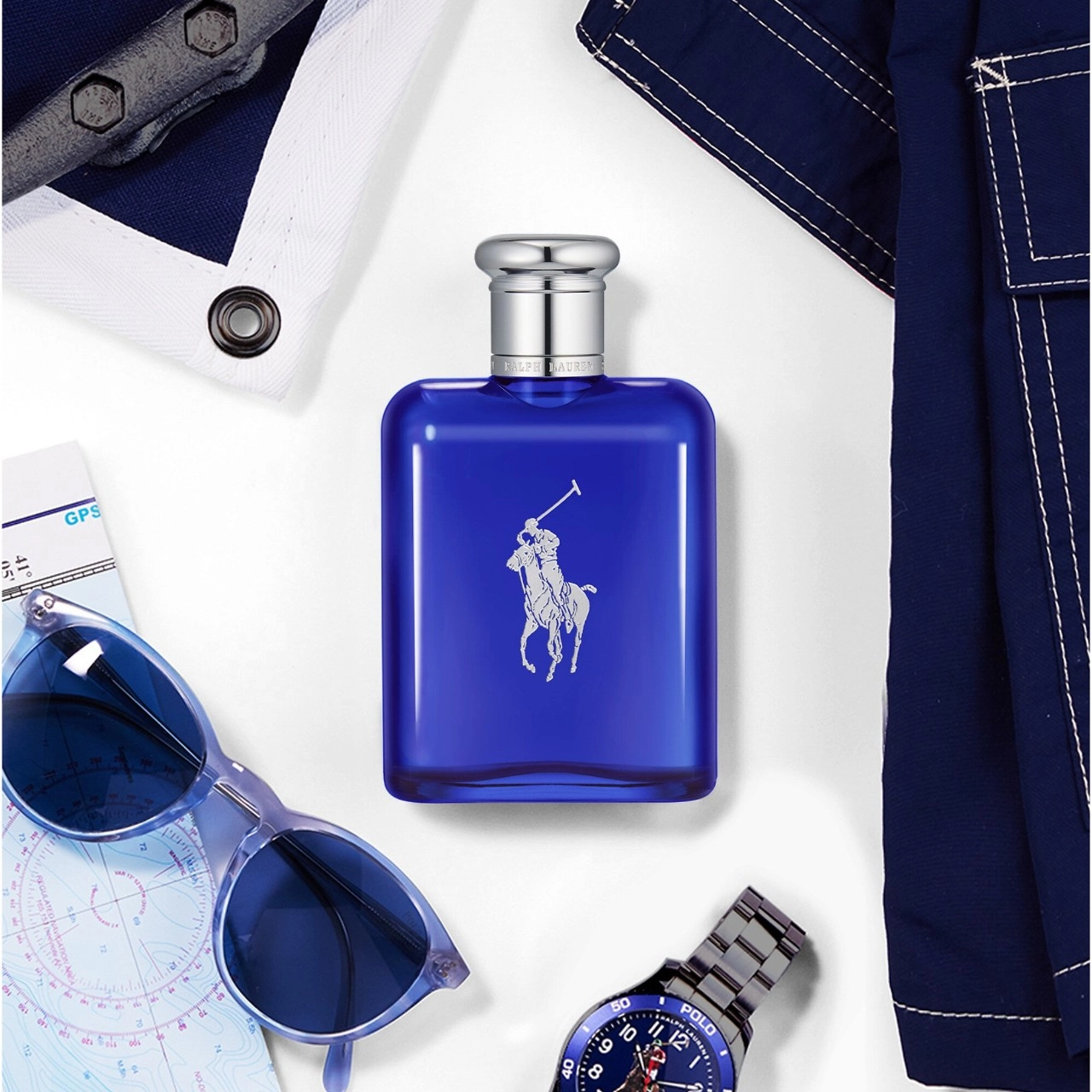 Ralph Lauren Polo Blue Eau de Toilette 4.2 oz/125 mL Earthy & Woody Basil Clary Sage Cucumber Patchouli - Image 3