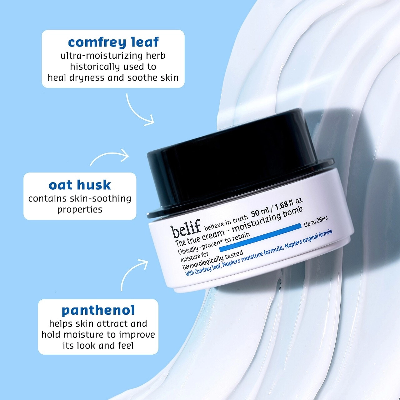 belif The True Cream Moisturizing Bomb With Oat Husk and Vitamin B 1.68 oz/50 mL - Image 4