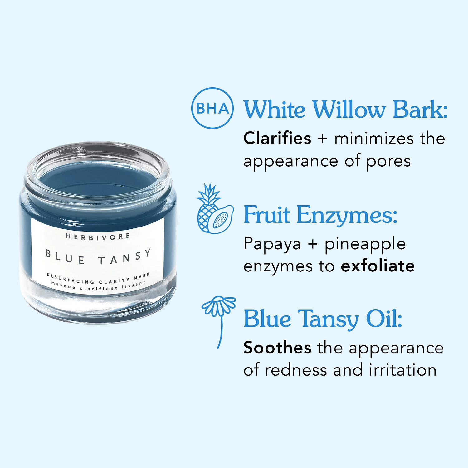Herbivore Blue Tansy BHA and Enzyme Pore Refining Mask 2 oz/ 60 mL - Image 7