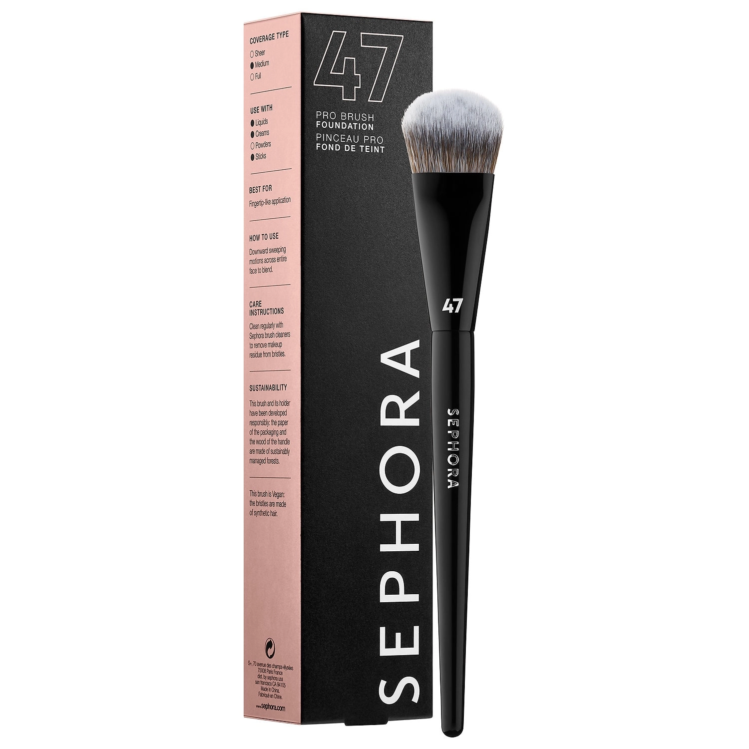 SEPHORA COLLECTION PRO Foundation Brush #47 Vegan Medium Coverage - Image 3