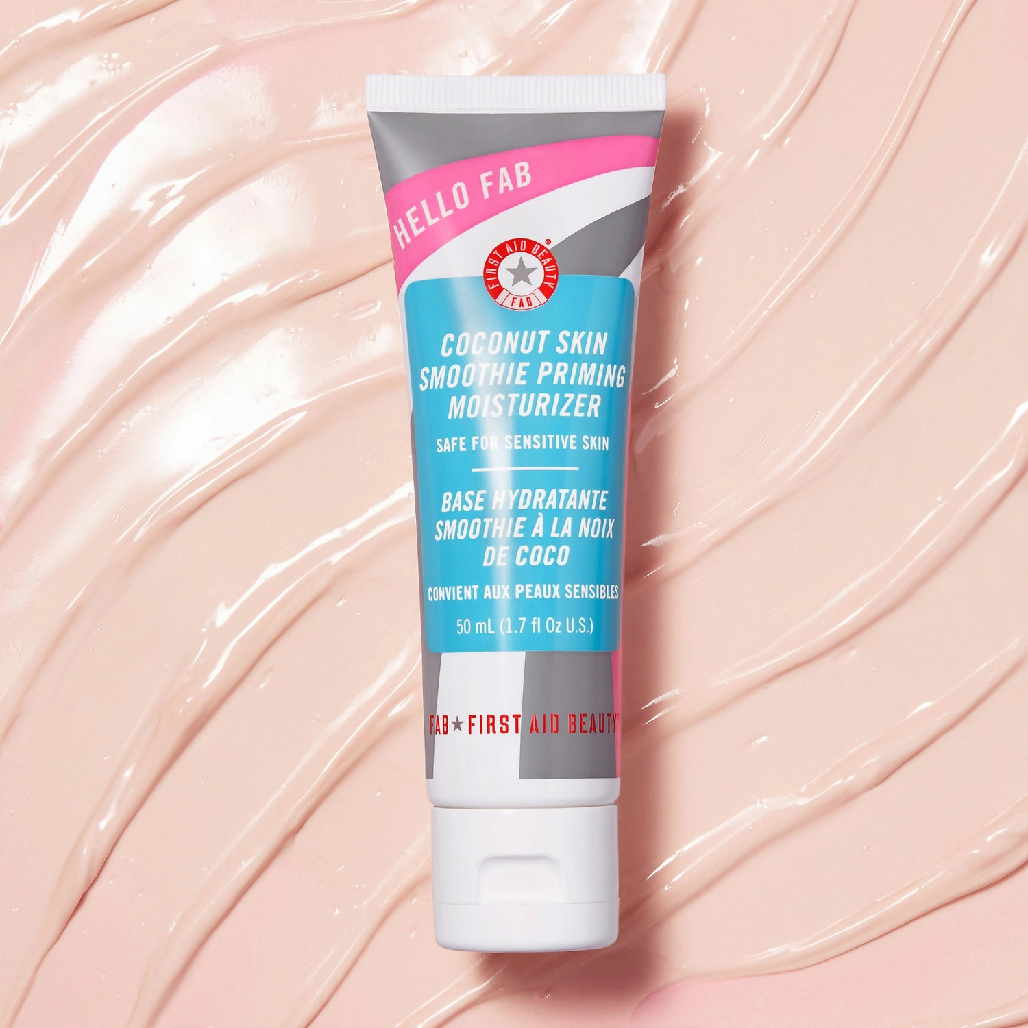 First Aid Beauty Hello FAB Coconut Skin Smoothie Priming Moisturizer 1.7 oz/50 mL Normal Skin Radiant Finish Oil Free Vegan Cruelty-Free Clean - Image 2