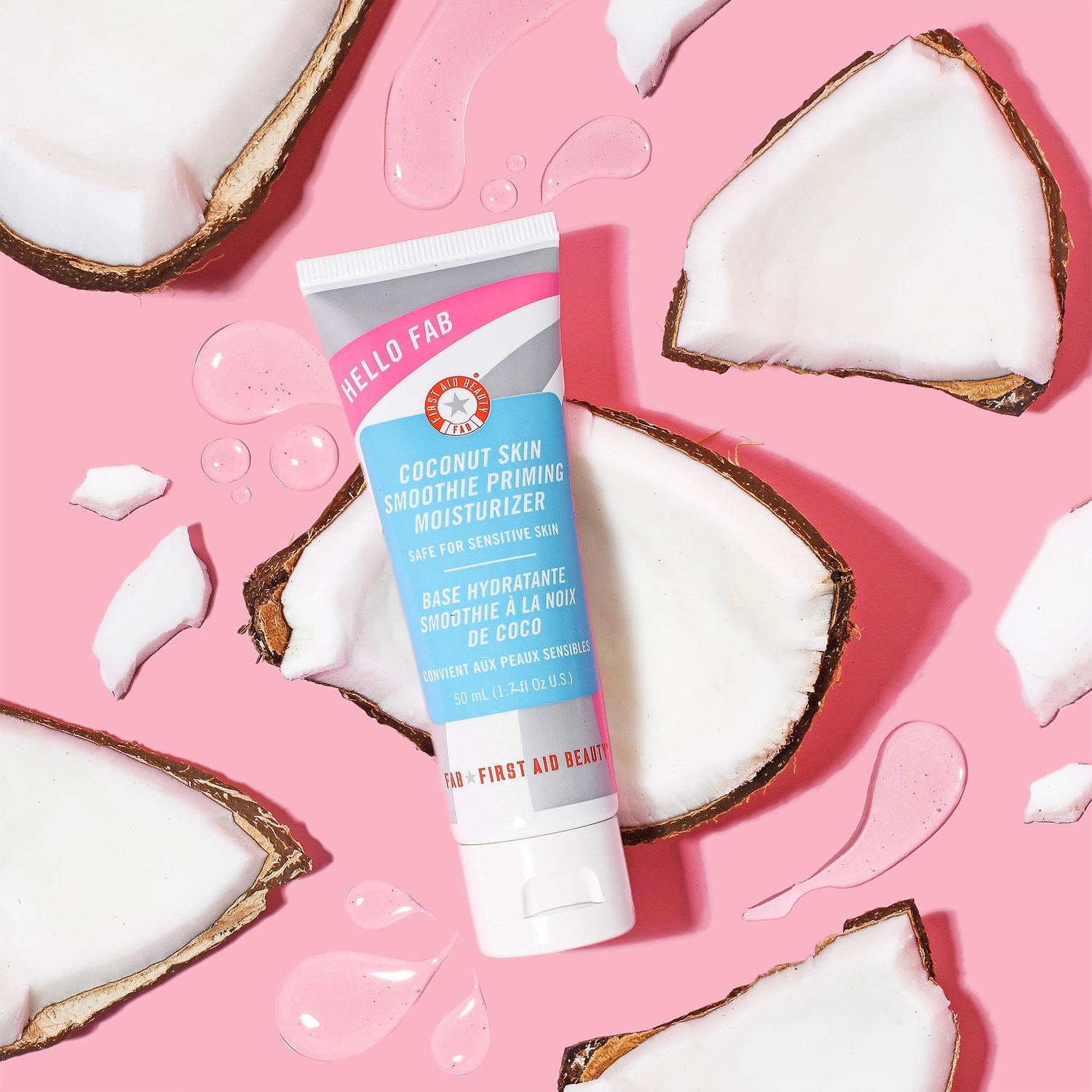 First Aid Beauty Hello FAB Coconut Skin Smoothie Priming Moisturizer 1.7 oz/50 mL Normal Skin Radiant Finish Oil Free Vegan Cruelty-Free Clean - Image 3