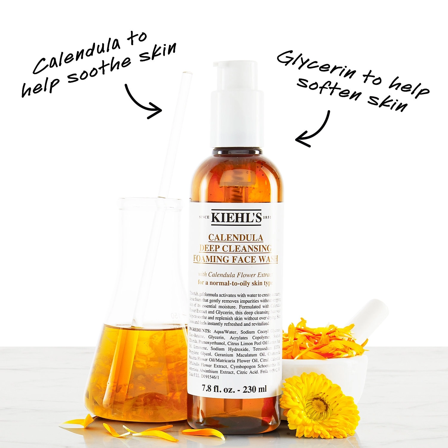 Kiehl's Since 1851 Calendula Deep Clean Foaming Face Wash 16.9 oz/500 ml for Oily, Combo, Normal Skin - Image 6