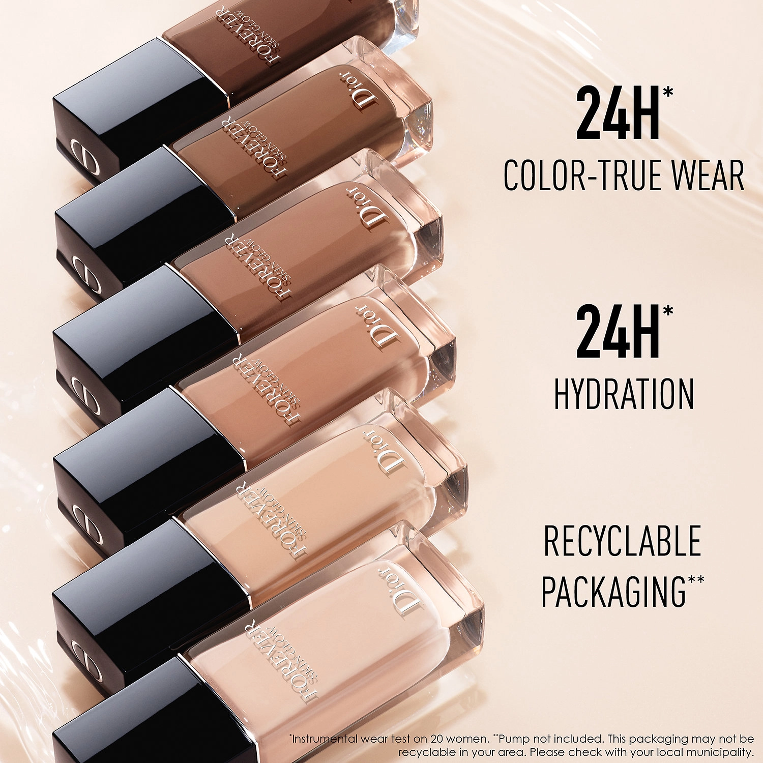 Dior Forever Skin Glow Hydrating Foundation 3WP Warm Peach - Light to Medium Coverage - Image 3