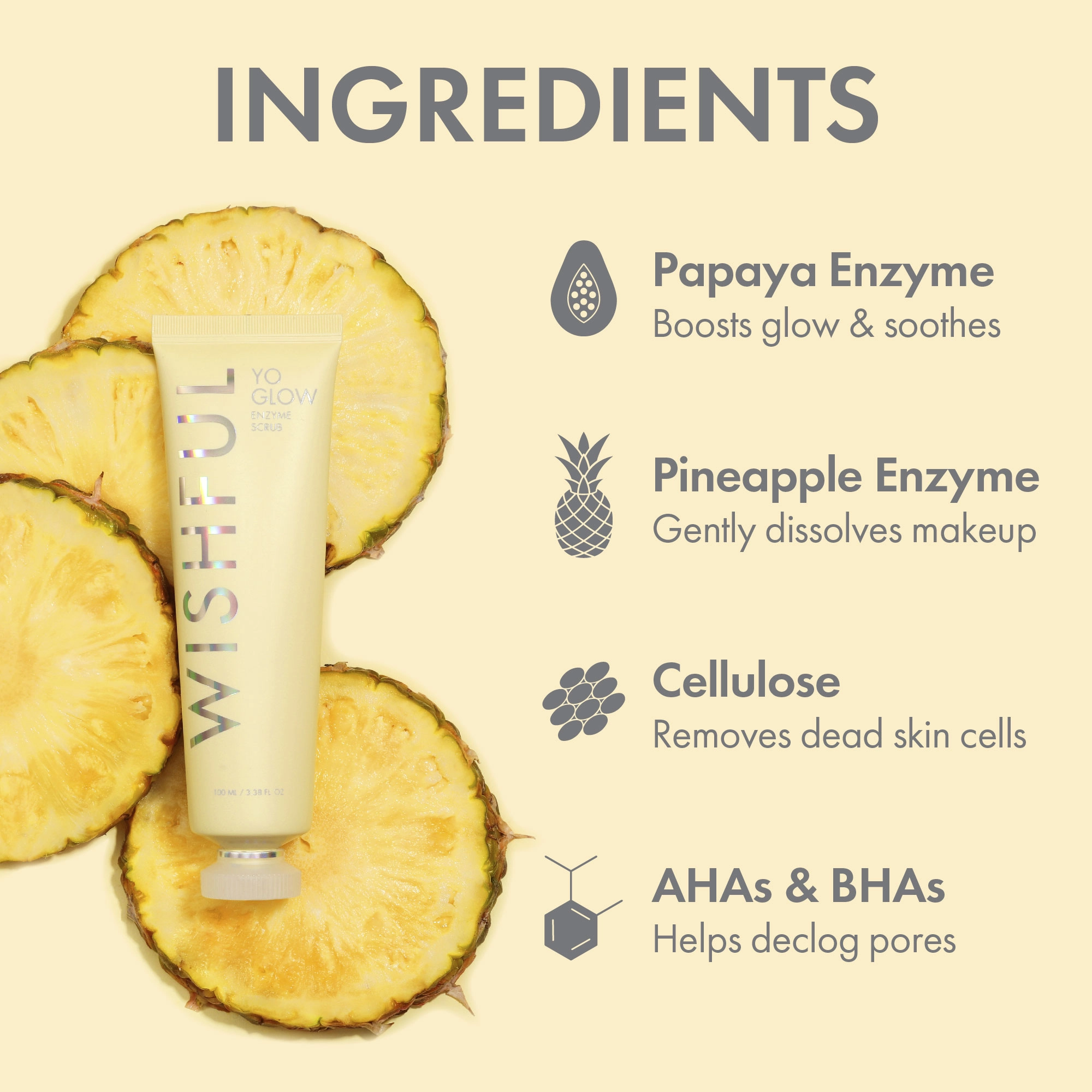 Wishful Yo Glow AHA & BHA Facial Enzyme Scrub - Image 15