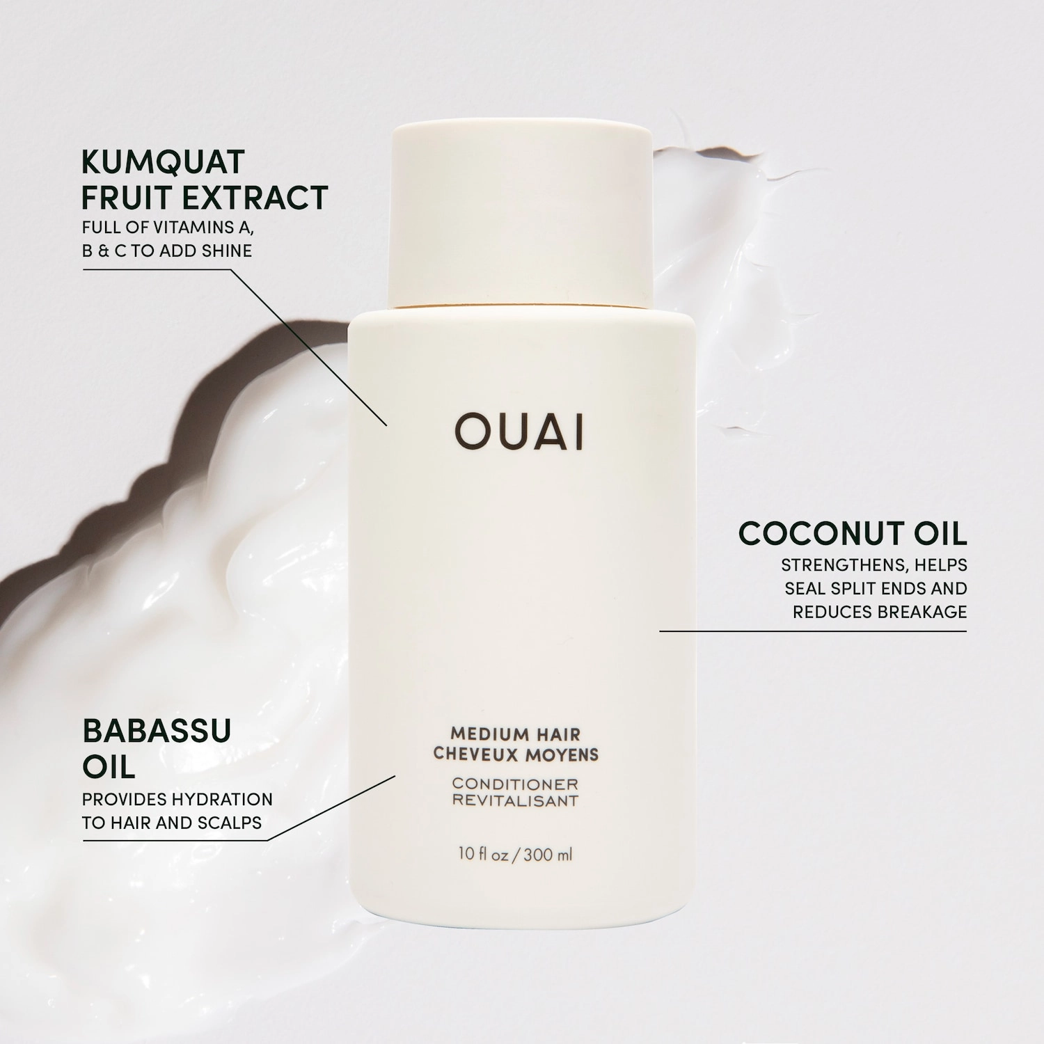 OUAI Medium Hair Conditioner 10 oz/ 300 mL - Damage Repair, Frizz Control, and Hydration - Image 11