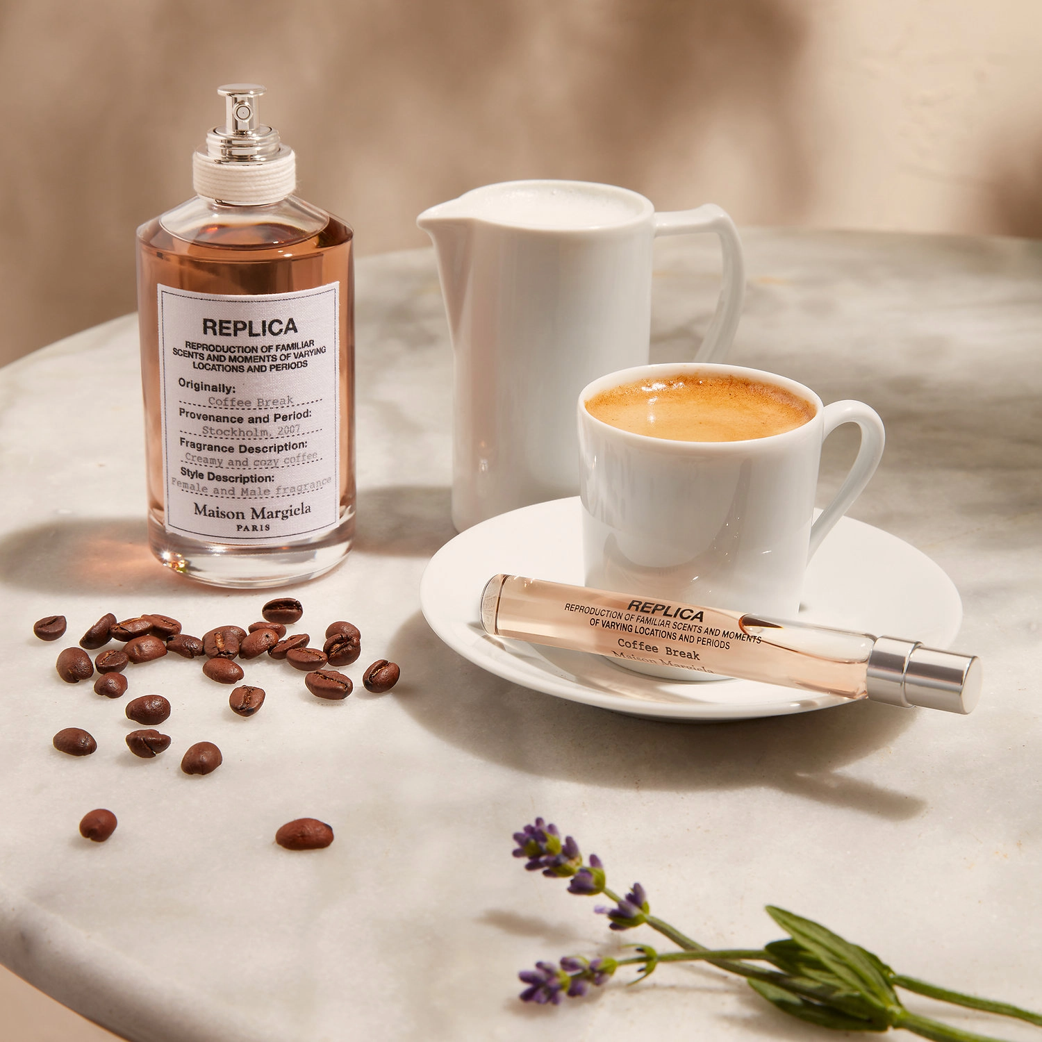Maison Margiela 'REPLICA' Coffee Break Eau de Toilette Travel Spray 0.34 oz/10 mL Warm & Spicy Warm & Sweet Gourmand Coffee Accord, Lavender, Milk Mousse Accord - Image 5
