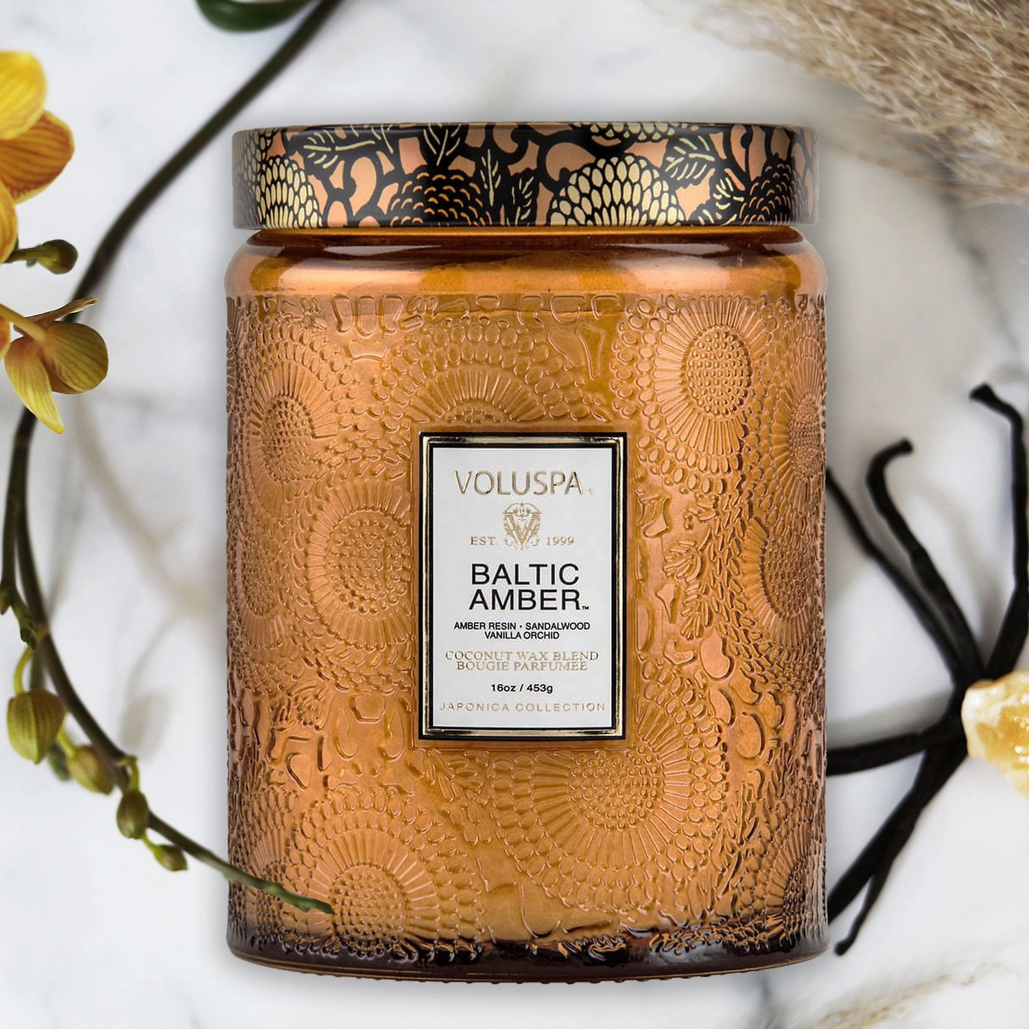 VOLUSPA Mini Baltic Amber Glass Candle 5.5 oz/156g Fresh Scent - Image 2